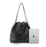 Minimalist Lightweight Oiled Cowhide Leather Versatile Backpack & Shoulder Bucket Bag, Crossbody Tote and Bucket Bag For Women