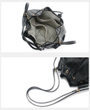 Minimalist Lightweight Oiled Cowhide Leather Versatile Backpack & Shoulder Bucket Bag, Crossbody Tote and Bucket Bag For Women