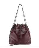 Minimalist Lightweight Oiled Cowhide Leather Versatile Backpack & Shoulder Bucket Bag, Crossbody Tote and Bucket Bag For Women