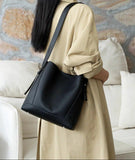Minimalist Pebbled Cowhide Leather Bucket Bag | Handcrafted Leather Shoulder Bag, Chic Crossbody Bag, Gift for Her