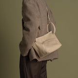 Minimalist Pebbled Leather Bucket Bag for Women, Soft Genuine Leather Slouchy Shoulder & Crossbody