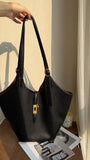 Minimalist Pebbled Leather Tote Bag with Pouch | Large Shoulder Laptop Bucket Bag (2 In 1)