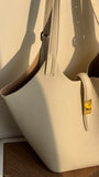 Minimalist Pebbled Leather Tote Bag with Pouch | Large Shoulder Laptop Bucket Bag (2 In 1)
