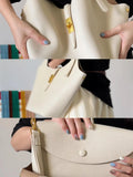 Minimalist Pebbled Leather Tote Bag with Pouch | Large Shoulder Laptop Bucket Bag (2 In 1)