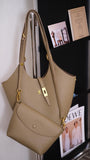 Minimalist Pebbled Leather Tote Bag with Pouch | Large Shoulder Laptop Bucket Bag (2 In 1)