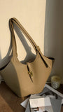 Minimalist Pebbled Leather Tote Bag with Pouch | Large Shoulder Laptop Bucket Bag (2 In 1)