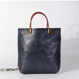 Minimalist Vintage Cowhide Leather Bucket Bag, HandmadeTote Shoulder Bag for Women, Elegant Everyday & Wedding Purse