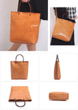 Minimalist Vintage Cowhide Leather Bucket Bag, HandmadeTote Shoulder Bag for Women, Elegant Everyday & Wedding Purse