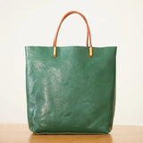 Minimalist Vintage Cowhide Leather Bucket Bag, HandmadeTote Shoulder Bag for Women, Elegant Everyday & Wedding Purse