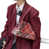 Multiple Colour Lambskin Hobo Bag, Large Handcrafted Woven Leather Shoulder Bag