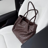 Italy Lambskin Leather Tote, Large Intrecciato Leather Bag, Classic Elegant Tote in Trendy, Designer Bag, Gift to Her