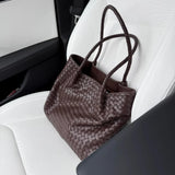 Italy Lambskin Leather Tote, Large Intrecciato Leather Bag, Classic Elegant Tote in Trendy, Designer Bag, Gift to Her