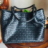 Italy Lambskin Leather Tote, Large Intrecciato Leather Bag, Classic Elegant Tote in Trendy, Designer Bag, Gift to Her