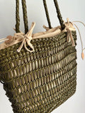 Handwoven Leather Tote Bag | Full Grain Cowhide Open Weave Shoulder Bag | Large Basket Tote | Boho Leather Handbag