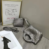 Handwoven Vegan Leather Mini Bucket Bag, Leather Basket Handbag + Crossbody Chain (20+ Colours)