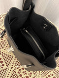 Luxury Pebbled Cowhide Leather Bucket Bag, Designer Crossbody with Twist Lock