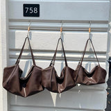 Women’s Soft Cowhide Leather Crossbody Bag, Large Bowling Bag, Slouchy Boho Tote for Everyday Use