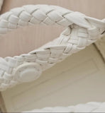 Handwoven Vegan Leather Mini Bucket Bag, Leather Basket Handbag + Crossbody Chain (20+ Colours)