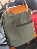Handcrafted Luxury Women's Nylon Backpack, Large Laptop Bag, Waterproof Oxford Nylon with Cowhide Leather Trim