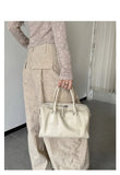 Women's Vegetable-Tanned Cowhide Leather Boston Bag | Vintage Pillow Tote | Top Handle Shoulder Crossbody Handbag in Two Sizes