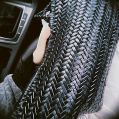 Handcrafted Italian Full Grain Leather Woven Handbag | Bamboo Style Basket Bag Handcrafted Italian Full Grain Leather Woven Handbag | Bamboo Style Basket Bag