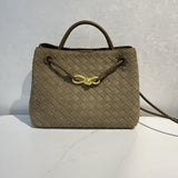 Lambskin Suede Leather Knotted Intrecciato Shoulder Bag | Woven Handbag With Metal Buckle, Daily Fashion Designer Bag, Woven Shoulder Purse