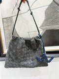 Luxurious Handwoven Lambskin Handbag Drawstring, Genuine Leather Shoulder Bucket Bag for Women