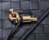 Lambskin Leather Knotted Intrecciato Evening Handbag | Woven Shoulder With Metal Buckle, Daily Fashion Designer Bag