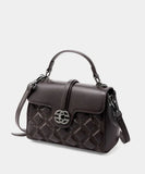 Elegant Genuine Leather Women's Diamond Quilted Handbag, Versatile Cowhide Leather Shoulder Bag for Daily Use