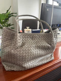 Italy Lambskin Leather Tote, Large Intrecciato Leather Bag, Classic Elegant Tote in Trendy, Designer Bag, Gift to Her
