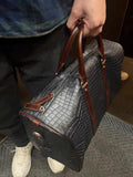 Luxury Men’s Italian Full Grain Leather Duffle Bag, Handmade Premium Crocodile Pattern Weekender Bag for Travel & Business