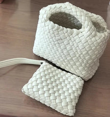 Handwoven Vegan Leather Mini Bucket Bag, Leather Basket Handbag + Crossbody Chain (20+ Colours) Handwoven Vegan Leather Mini Bucket Bag, Leather Basket Handbag + Crossbody Chain (20+ Colours)