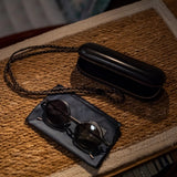 Vintage Leather Glasses Case | Cowhide Leather Zip Eyewear Case