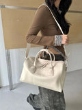 Women's Vegetable-Tanned Cowhide Leather Boston Bag | Vintage Pillow Tote | Top Handle Shoulder Crossbody Handbag in Two Sizes