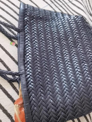 Handcrafted Italian Full Grain Leather Woven Handbag | Bamboo Style Basket Bag Handcrafted Italian Full Grain Leather Woven Handbag | Bamboo Style Basket Bag