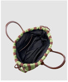 Olive & Espresso Striped Canvas Oxford Large Tote with Leather Accents | Elegant Shopper's Handbag with Crossbody Option, Women Laptop Bag