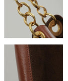 Oversized Fashion Cowhide Leather and Suede Double-sided Chain Boho Bag, Must-have Fashion Slouchy Tote Bag,
