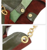 Oversized Fashion Cowhide Leather and Suede Double-sided Chain Boho Bag, Must-have Fashion Slouchy Tote Bag,