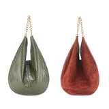 Oversized Fashion Cowhide Leather and Suede Double-sided Chain Boho Bag, Must-have Fashion Slouchy Tote Bag,