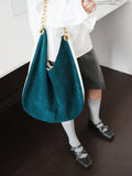 Oversized Fashion Cowhide Leather and Suede Double-sided Chain Boho Bag, Must-have Fashion Slouchy Tote Bag,