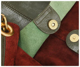 Oversized Fashion Cowhide Leather and Suede Double-sided Chain Boho Bag, Must-have Fashion Slouchy Tote Bag,