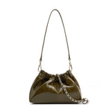 Pleated Cloud Chain Bag | Cowhide Small Silver Ball Minimalist Crossbody Bag