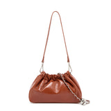 Pleated Cloud Chain Bag | Cowhide Small Silver Ball Minimalist Crossbody Bag