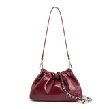 Pleated Cloud Chain Bag | Cowhide Small Silver Ball Minimalist Crossbody Bag