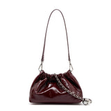 Pleated Cloud Chain Bag | Cowhide Small Silver Ball Minimalist Crossbody Bag