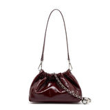 Pleated Cloud Chain Bag | Cowhide Small Silver Ball Minimalist Crossbody Bag