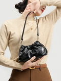 Pleated Cloud Chain Bag | Cowhide Small Silver Ball Minimalist Crossbody Bag