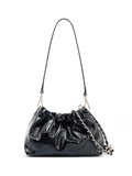Pleated Cloud Chain Bag | Cowhide Small Silver Ball Minimalist Crossbody Bag