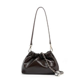 Pleated Cloud Chain Bag | Cowhide Small Silver Ball Minimalist Crossbody Bag