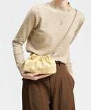 Pleated Cloud Chain Bag | Cowhide Small Silver Ball Minimalist Crossbody Bag